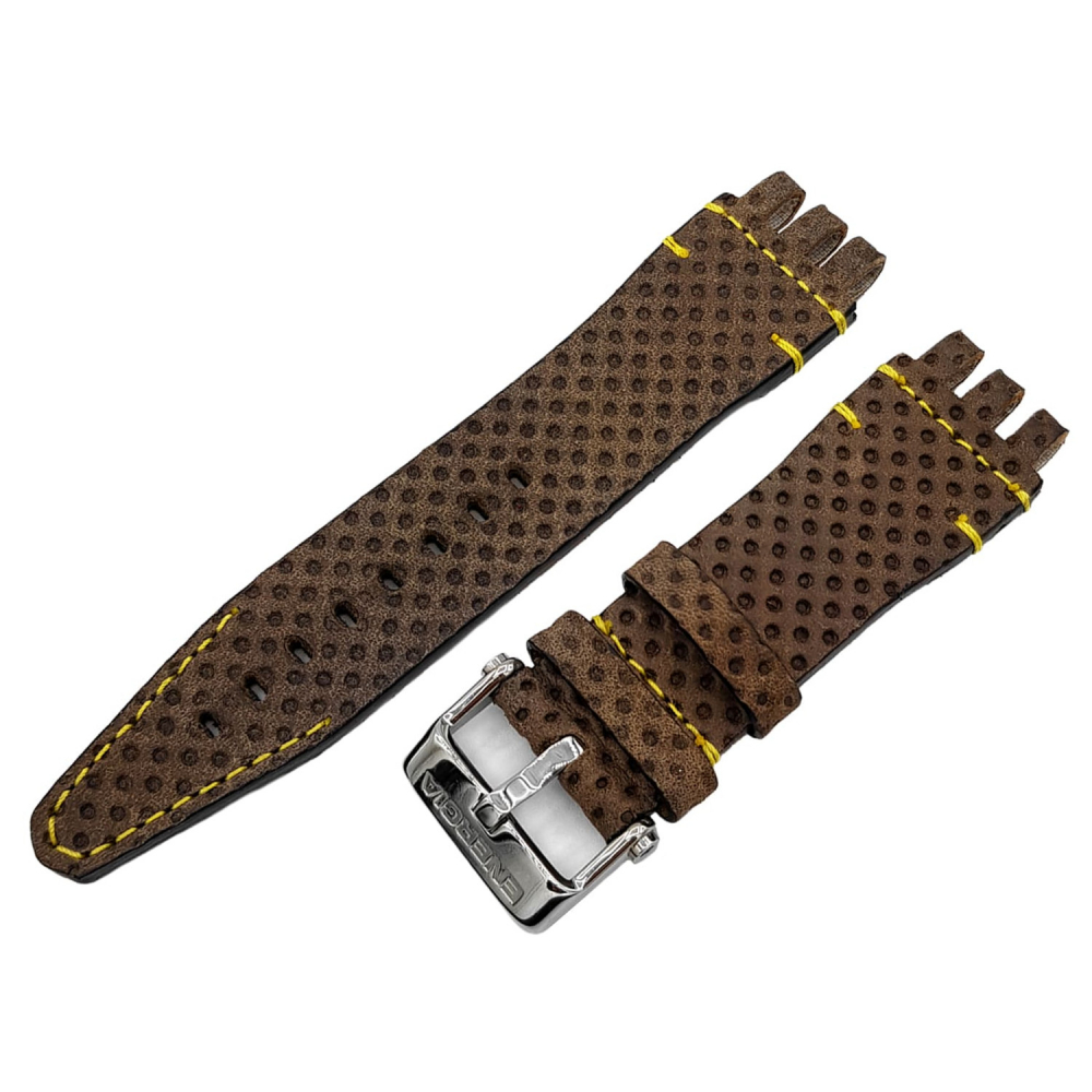 Ersatzband Wechselband Vostok Europe Energia Rocket Lederarmband 26 mm khaki/gelb