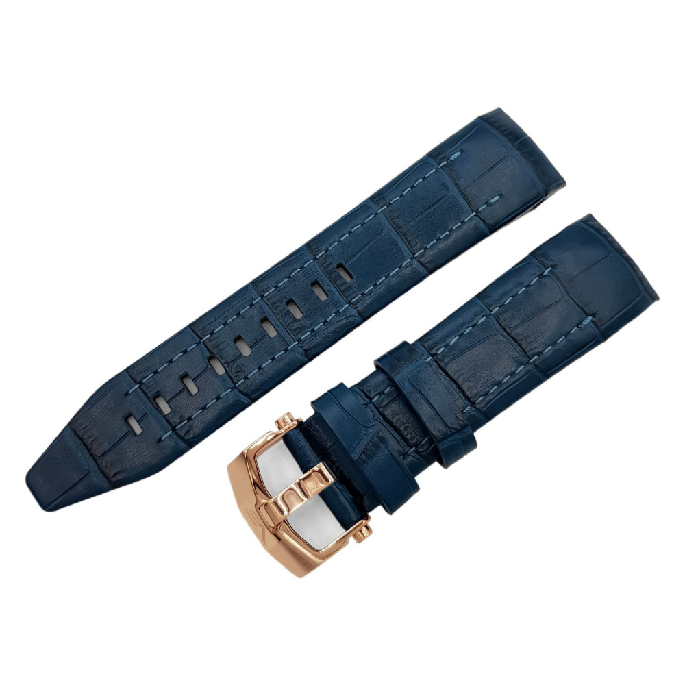 Vostok Europe Lunokhod 2 Lederarmband 25mm Blau, Schließe Rose, Wechselband