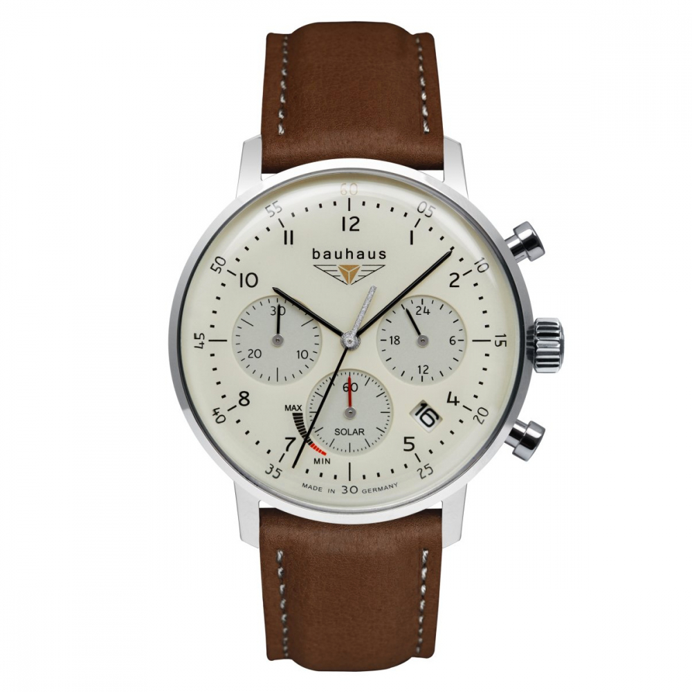 Bauhaus 2086-5 Herrenuhr Solar Chronograph mit Lederarmband