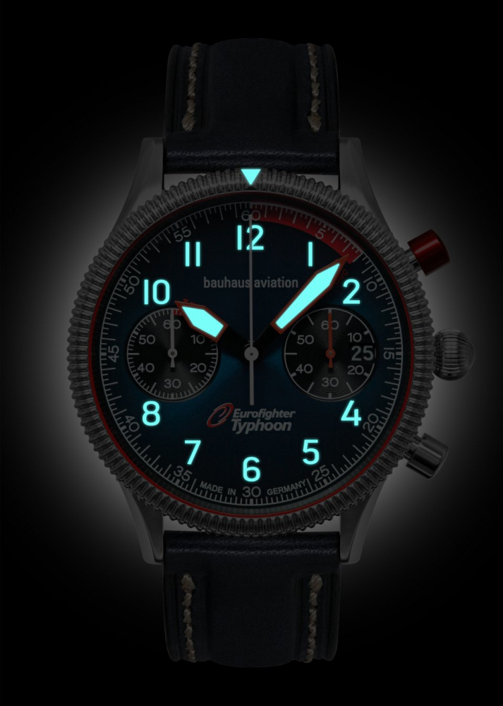 bauhaus Aviation 2576-3 Eurofighter Chronograph Lederband Herrenuhr
