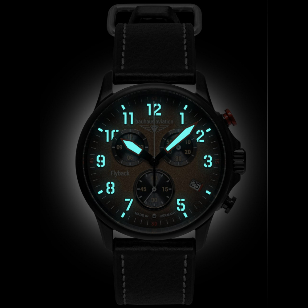 Bauhaus Aviation Herrenuhr 2888-5 Flyback-Chronograph, Datum, Lederband