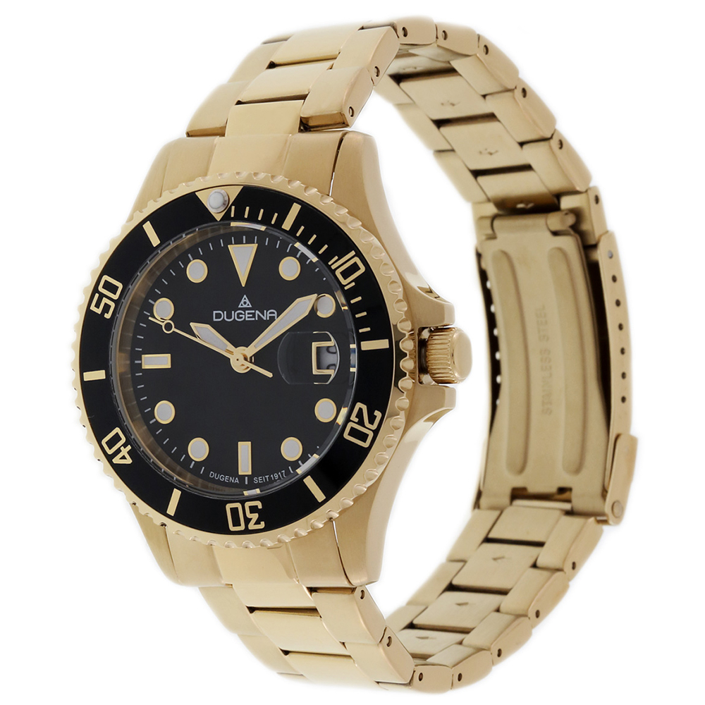 Dugena 4461010 Diver Herren Taucheruhr bis zu 30 ATM Goldfarben