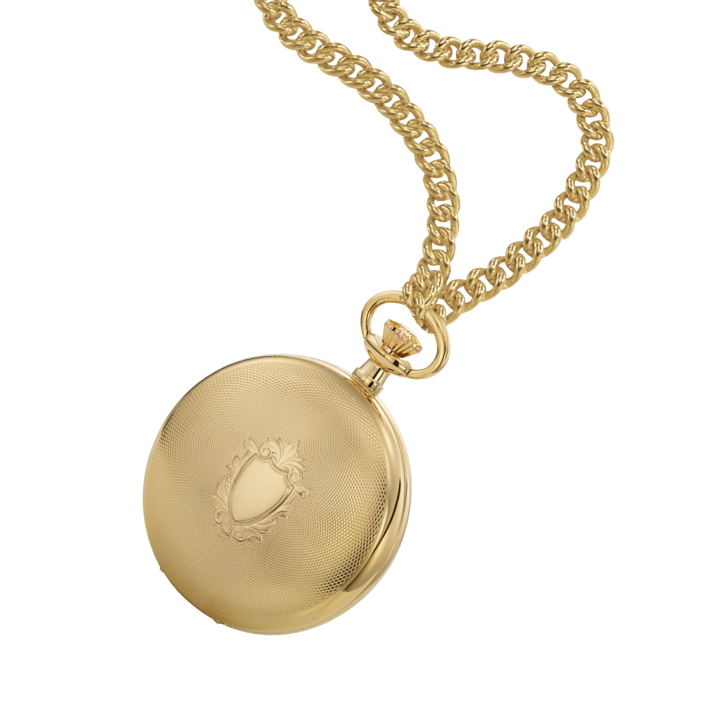Dugena 4460306 Savonette Taschenuhr mit Kette, Datum, Mondphase