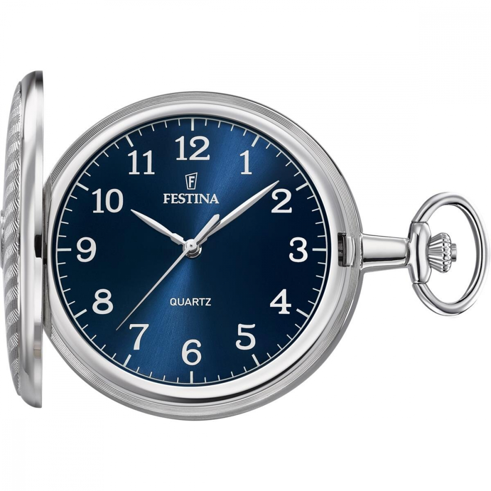 FESTINA F2021-2 Savonette Taschenuhr mit Kette, blau