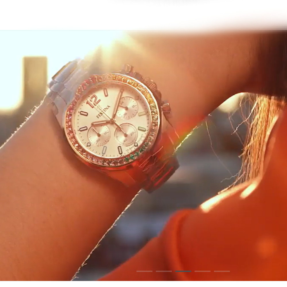 FESTINA Damen Uhr Chrono F20608-2 Edelstahl Bicolor Rainbow