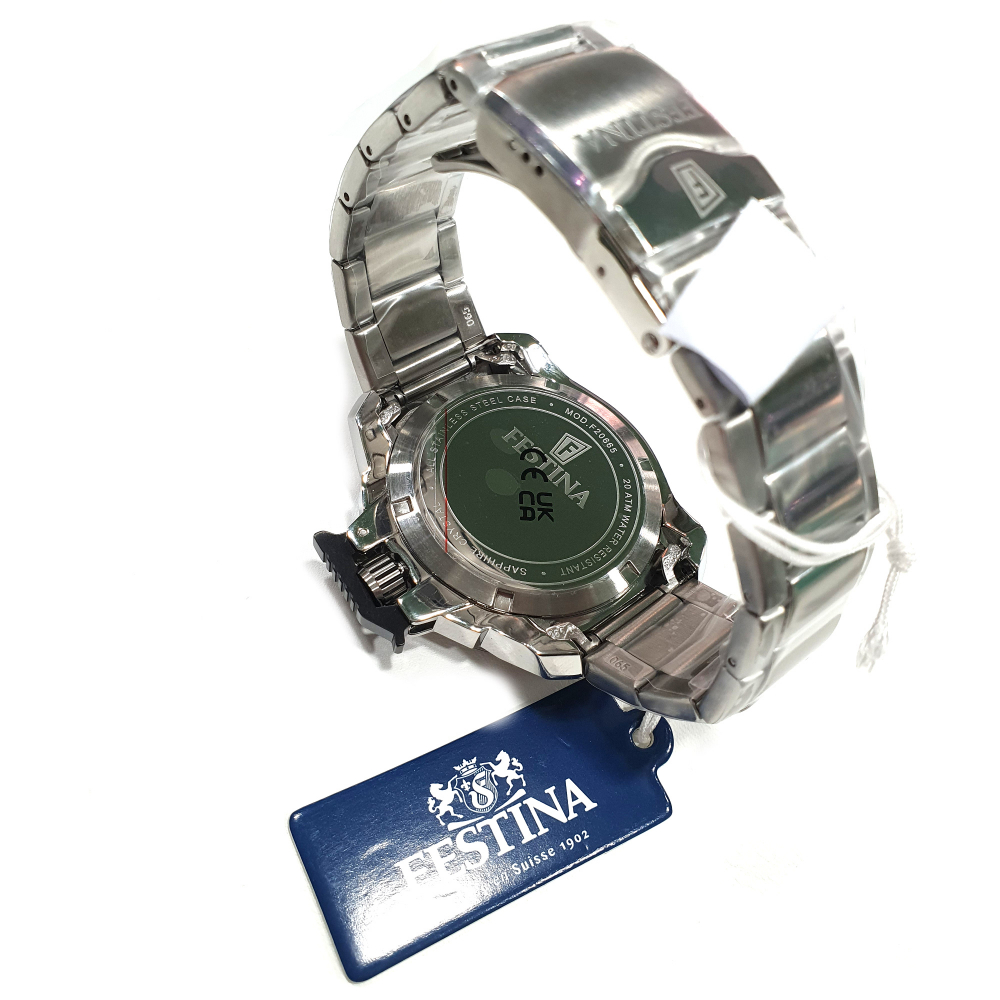 Festina Sport F20665-5 orange Diver Taucher Uhr 20ATM Day-Date, Saphirglas, Wechselband
