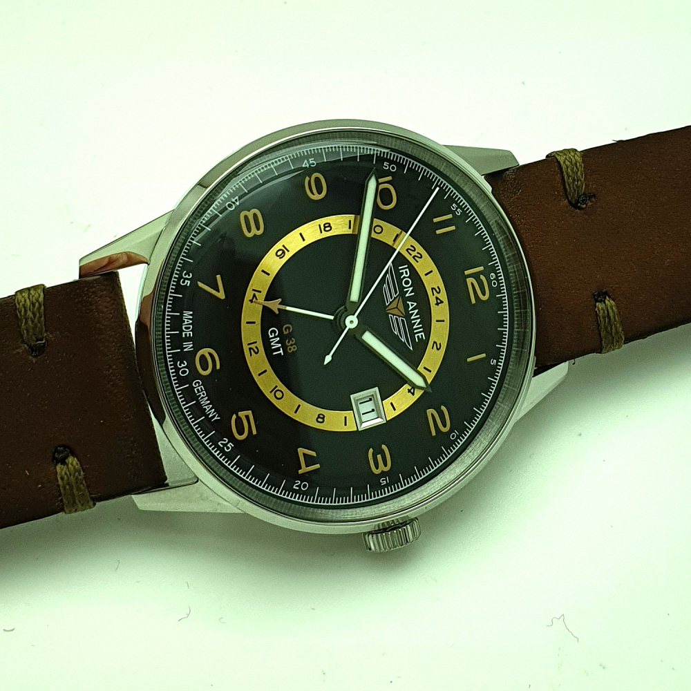 IRON ANNIE G38 Herren Armbanduhr 5342-2 GMT, Lederband