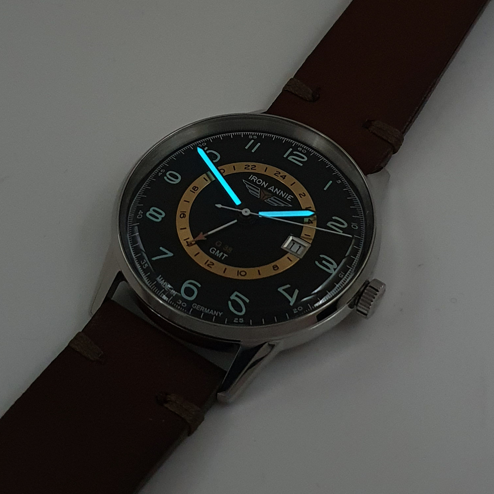 IRON ANNIE G38 Herren Armbanduhr 5342-2 GMT, Lederband