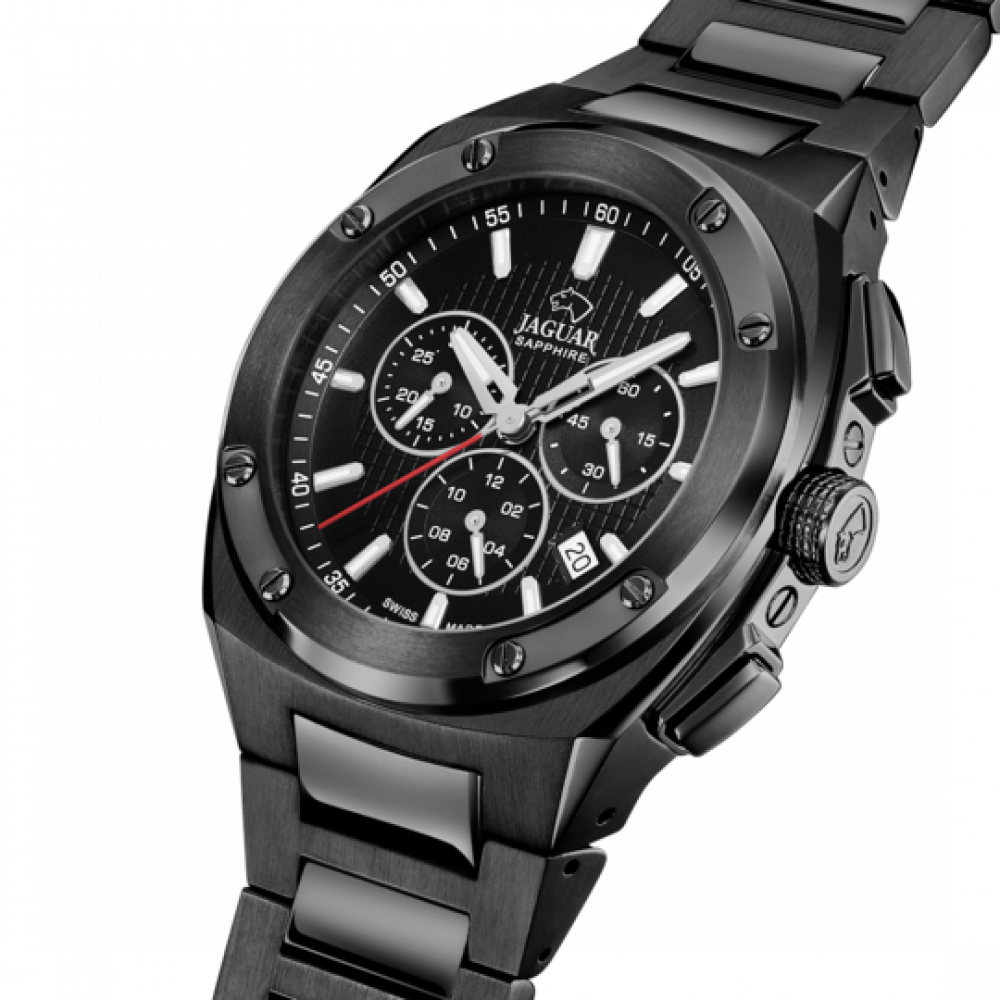 Jaguar Chrono Schwarz Herren Armbanduhr J992-1 Saphirglas Edelstahl, swiss made