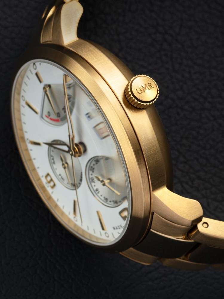 UMR RUHLA Automatic 80274M Herren Armbanduhr Day-Date Gangreserve Goldfarben