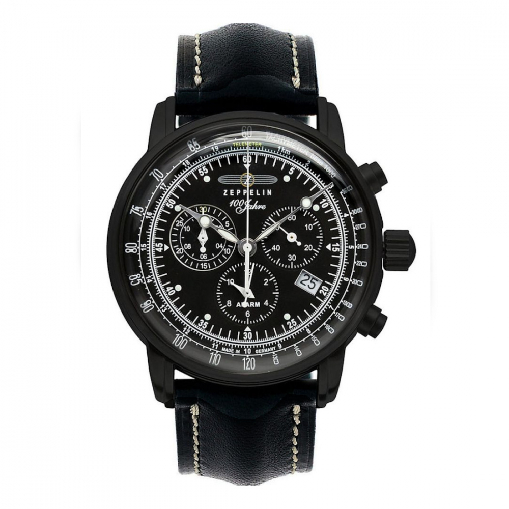 B-Ware - ZEPPELIN 7678 Herren Armbanduhr 100 Jahre Zeppelin schwarz, Alarm, Chrono