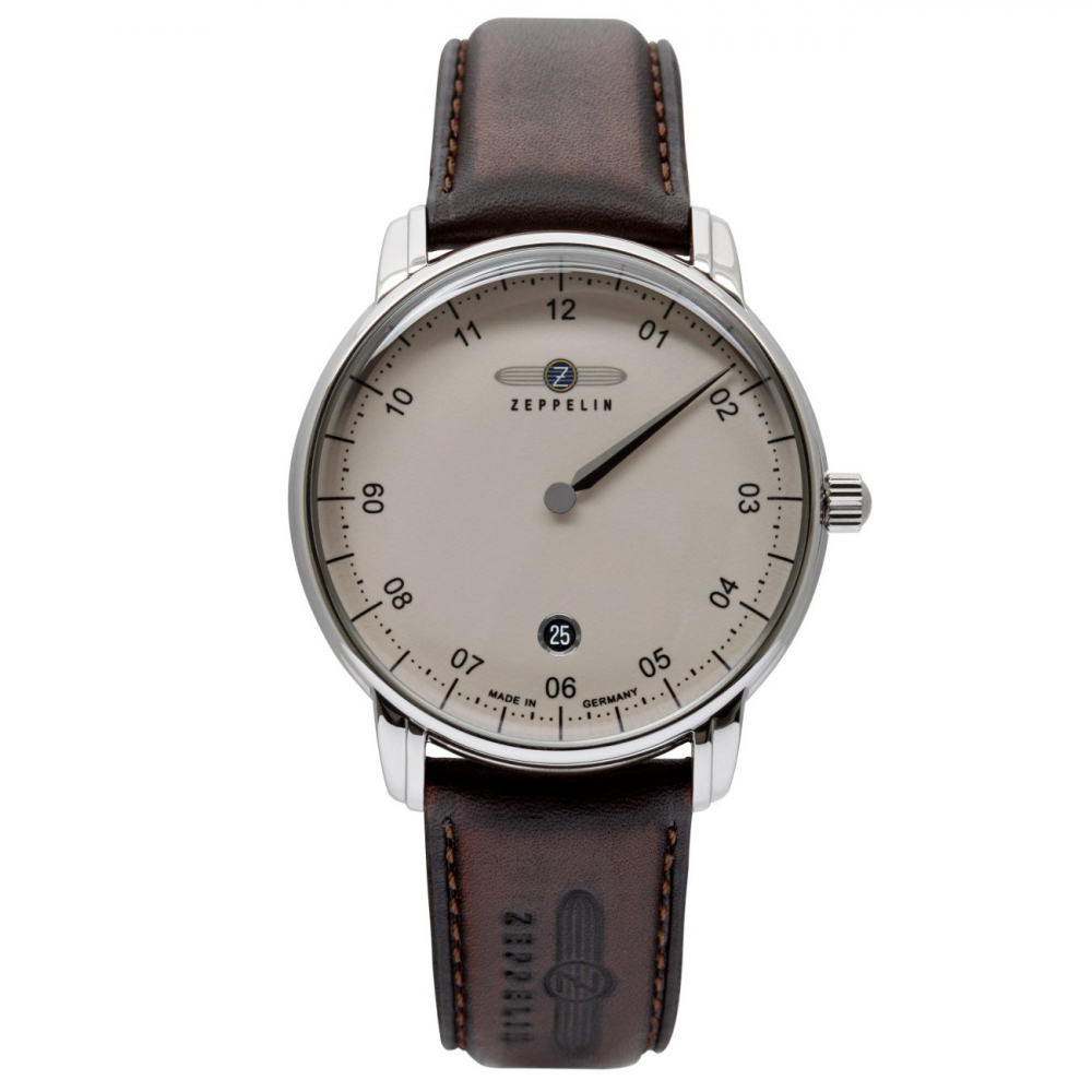 Zeppelin Herren Armbanduhr 8642-5 Monotimer ETA-Quarzwerk Glasboden Einzeiger