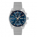 Boss Herren Armbanduhr Skytraveller Chronograph 1514149 Edelstahl Milanaise