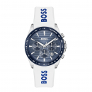 Boss Herren Armbanduhr 1514238 STRIKE Chronograph Silikonband blau-weiß