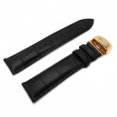Ingersoll Stegbreite 22mm Ersatzband Leder schwarz Kokoprägung mit Faltschließe rosé