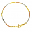 Damen Armband aus 333-Gold tricolor gedrehte Singapur, Länge 19cm