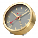 Mondaine Tischuhr Wanduhr Wecker A997.MCAL.86SBG grau Goldfarben Ø 12.5cm