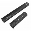 JUNGHANS Funkband Leder schwarz Krokonarbung, 20mm, Mega Funk 029/7400, 019/4713, 019/7403, 019/7714