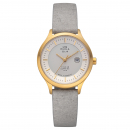UMR Ruhla Solar Damen Armbanduhr Titan 96961 Datum Lederband Saphirglas