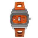 UMF Ruhla 1434-4 Armbanduhr Scheibenuhr Automatik, Saphirglas, 41mm, orange